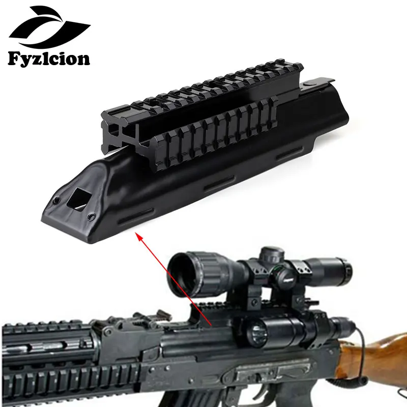 

AK47 Top Receiver Cover Scope Mount Base Dust Cover with Picatinney Top Rail MNT-970A See Through See-Thru AK Rail