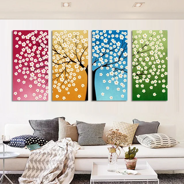 Große Wandkunst Wohnkultur Abstrakten Baum Malerei Bunte Landschaft ... Große Wandkunst Wohnkultur Abstrakten Baum Malerei Bunte Landschaft ...