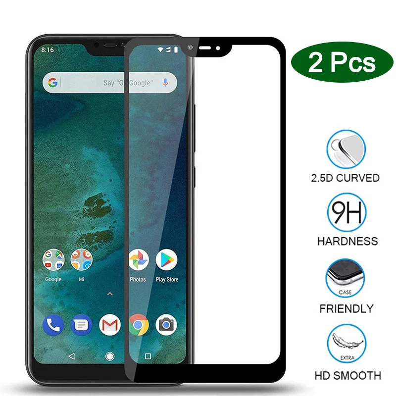 

2 Pcs Protective Glass On For Xiaomi mi a2 lite light Screen Protector Full Cover Tempered Glass on xiomi mia 2 2lite mia2lite