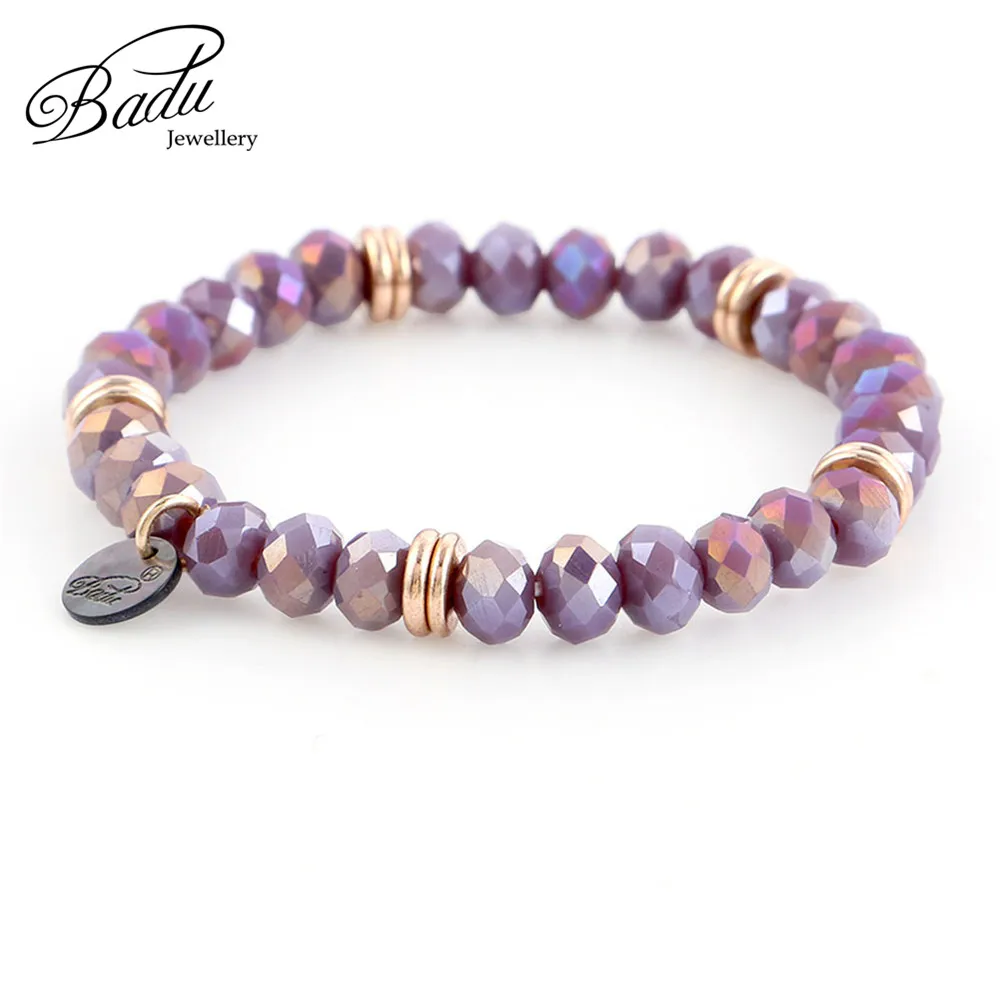 

Badu 8mm Crystal Beaded Bracelet Women Fashion Jewelry Gift for Girls Multi Colors Beads Charm Bracelets Wholesale