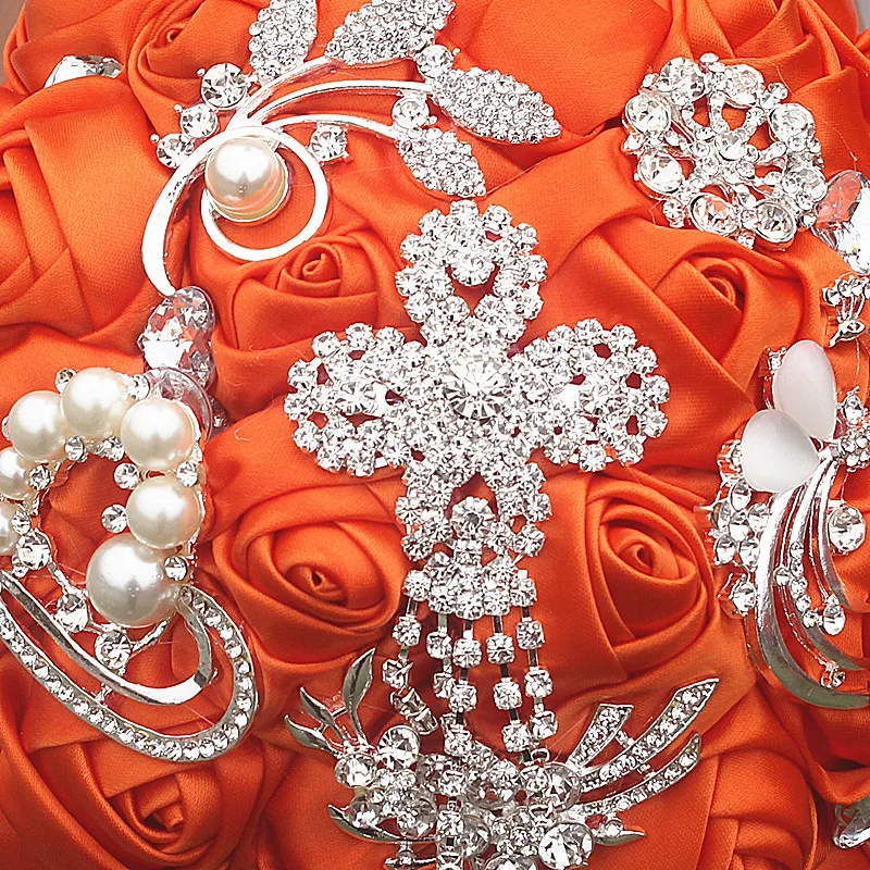 Роскошный алмаз Букеты Свадебные цветами в руках Элегантный роза с жемчугом свадебный букет для Свадебная вечеринка букет de mariage 2018