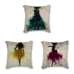 Модная девочка Минималистичная художественная печатная декоративная подушка для дивана автомобиля абстрактная Акварельная живопись