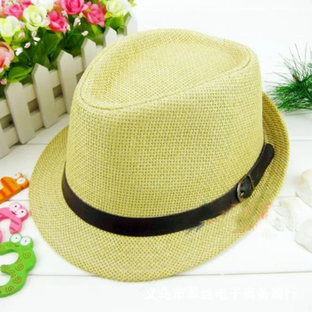 Бежевый HT1607 Унисекс Мужская женская соломенная шляпа джаз Fedoras Панамы Ретро Винтаж Лето Трилби пляжный навес шляпы мужские классические пояса шляпы от солнца - Цвет: Бежевый