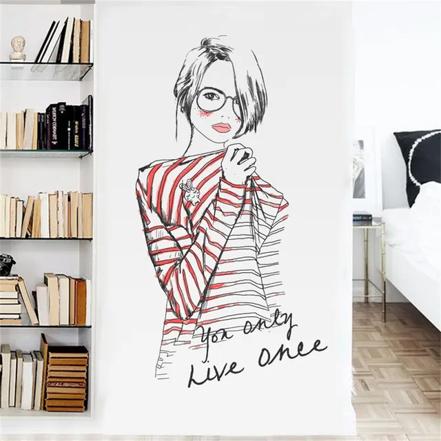 cute diy wall art decal decoration fashion romantic lovely girl wall