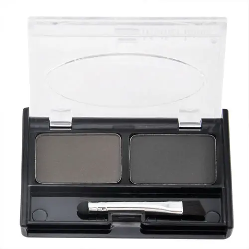 

2 Colors Eyeshadow Eye Brow Makeup Waterproof Eyebrow Powder Palette Make Up Professional Cosmetics- grey and Black