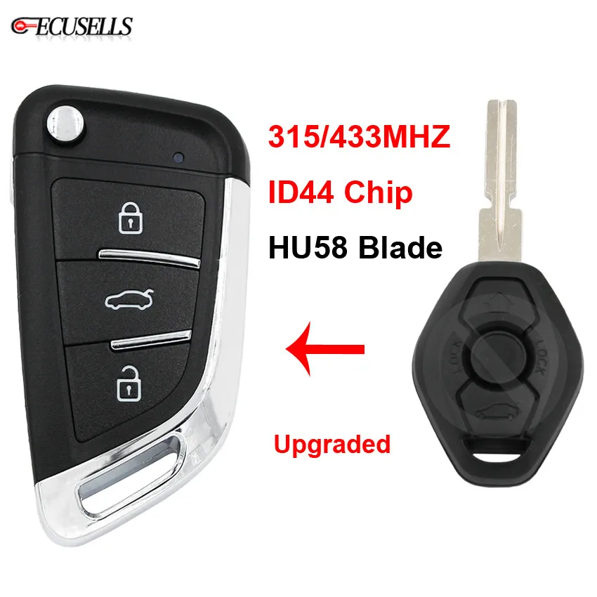 

Flip Folding Upgraded 3 Button Remote Car Key 315Mhz / 433Mhz ID44 Chip for EWS System HU58 for BMW 1/3/5/7 Series X3 X5 Z3 Z4