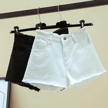 Большой размер женские новые модные летние джинсовые шорты Свободные Высокая талия плюшевые свободные шорты 2502