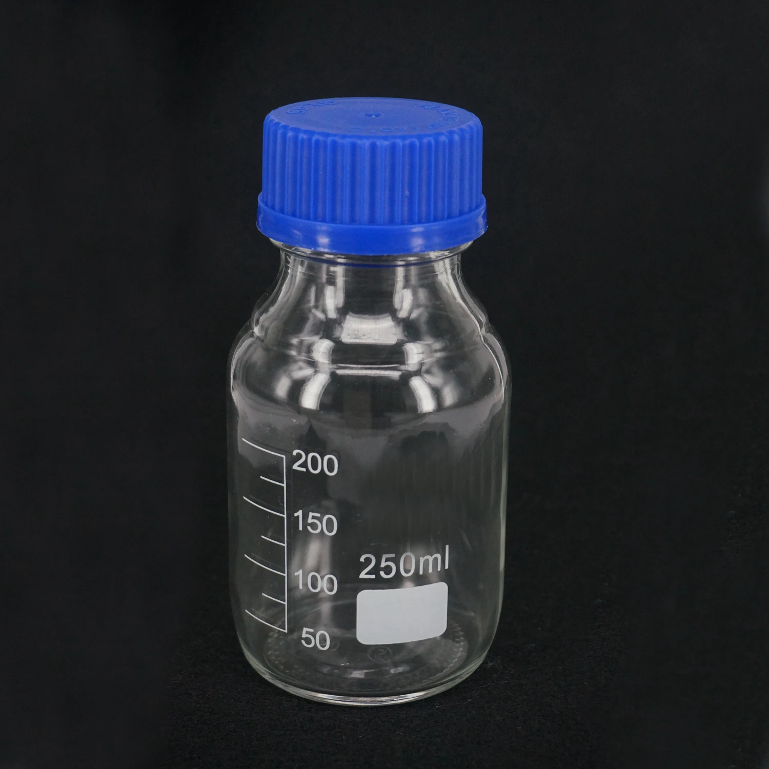 250ml Graduated Round Glass Reagent Bottle Blue Screw Cap Screw On Cover Graduation Sample Vials ...