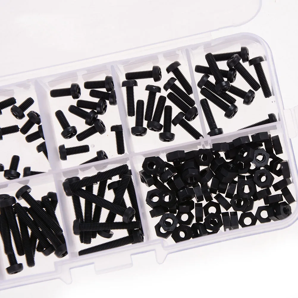 160PCS/SetM3 Nylon Black Hex M F Spacers/ Screws/ Nuts Assorted Kit