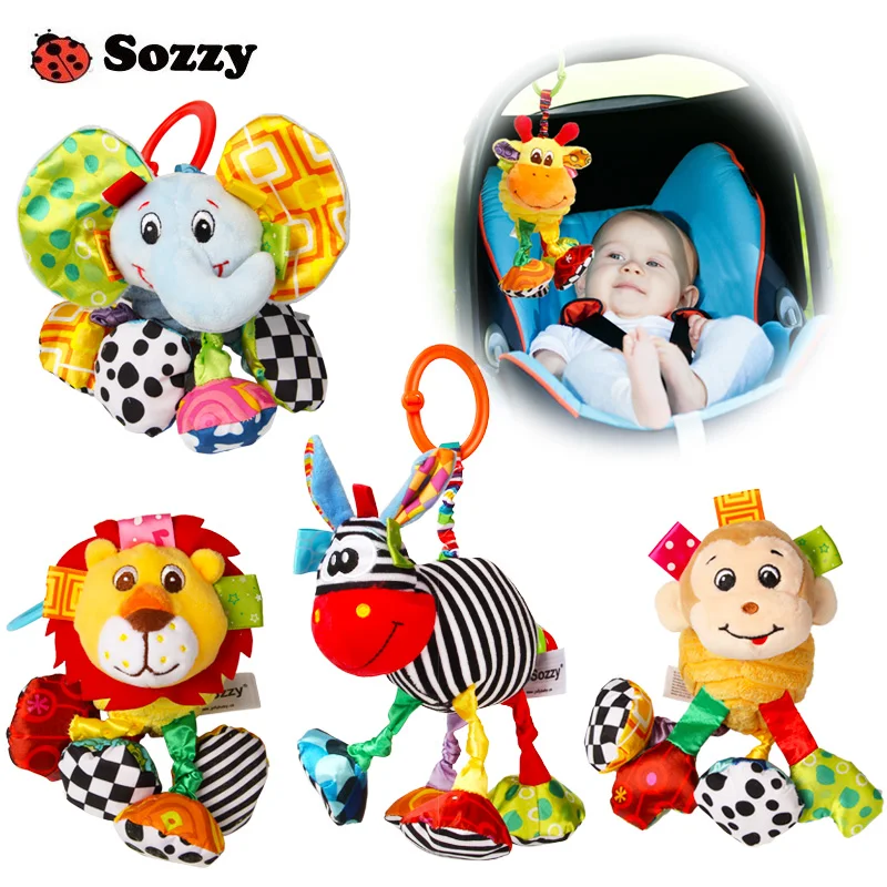 Sozzy Baby Soft Plush Stuffed Animal Pull and Shake Vibrate Rattle Bed
