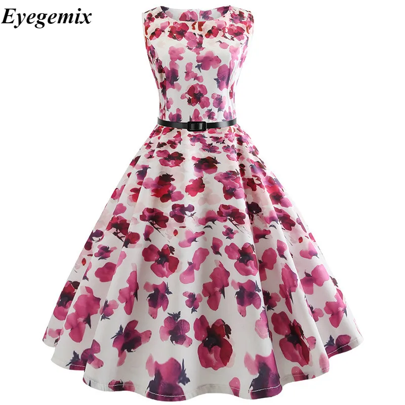 Летние женские платья, повседневные, цветочные, Ретро стиль, 50s 60s Robe Rockabilly Swing Pinup Vestidos, вечерние платья на День святого Валентина