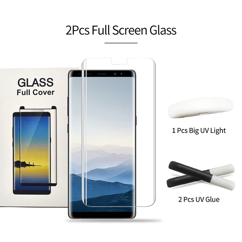 Полностью проклеенное закаленное стекло для samsung Galaxy S9 S9+ S8 S8+ s67edge Note8 Note9 полное покрытие экрана 3D жидкая УФ-защита экрана