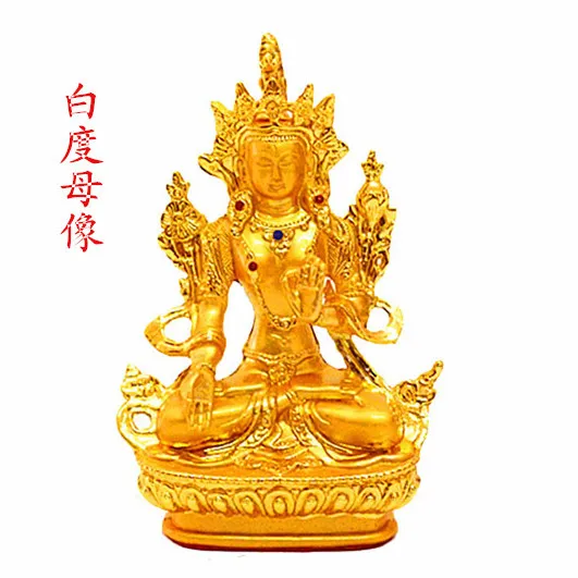 226 Blanc Tara Bouddha Tantrique Fournitures De Bouddhisme Népal Assis Bouddha Autel Double Couleur Or Ornements En Gros Dans Figurines Et - 