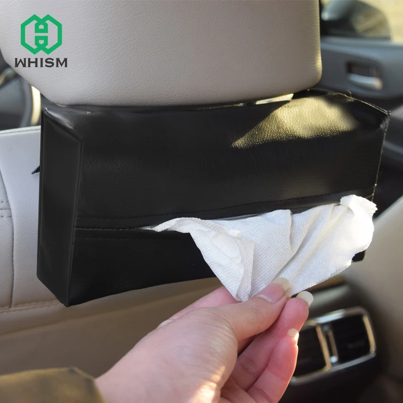 

WHISM Pratical Auto Tissue Holder PU Leather Tissue Paper Box Seat Back Paper Kleenex Holder Case Organizer Towel Holder For Car