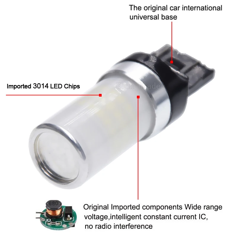 2 X T20 7443 7440 3014 66SMD W21/5 Вт светодиодный лампы автомобиля фар дальнего света сигнала поворота Стоп-сигнал заднего хода Автомобильные стояночные огни авто 6000K белый 10В-30В