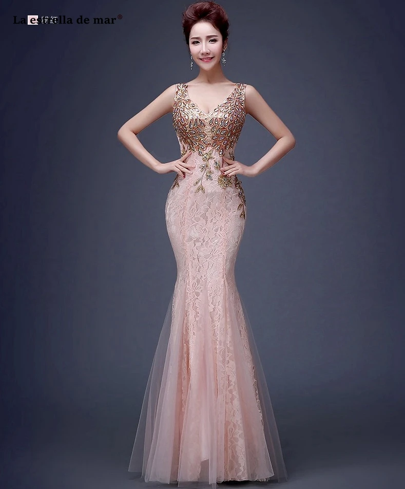 Vestido Madrinha 2021 Новое кружевное платье с v образным Вырезом С Вышивкой Сексуальное