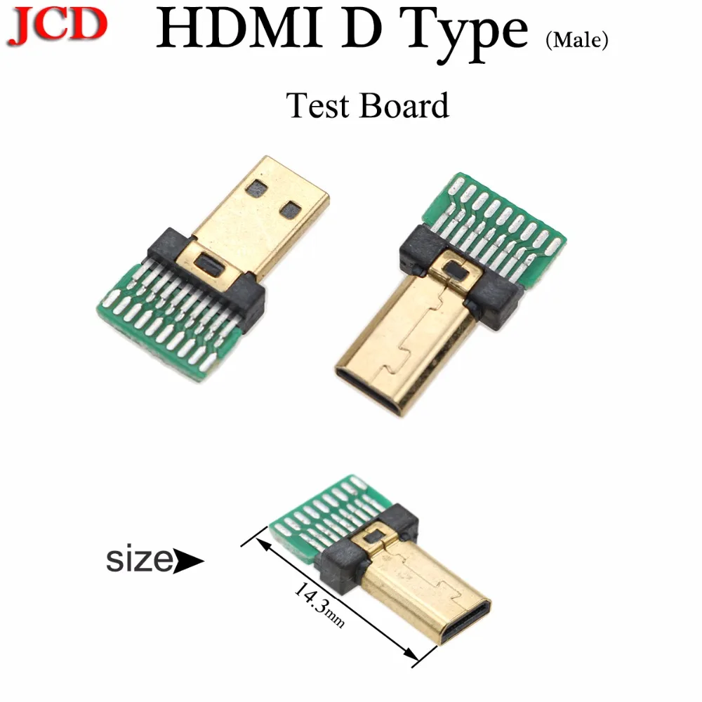 JCD Новый позолоченный разъем 19P MICRO HDMI Тип D штекер/Micro гнездовой с печатной платой