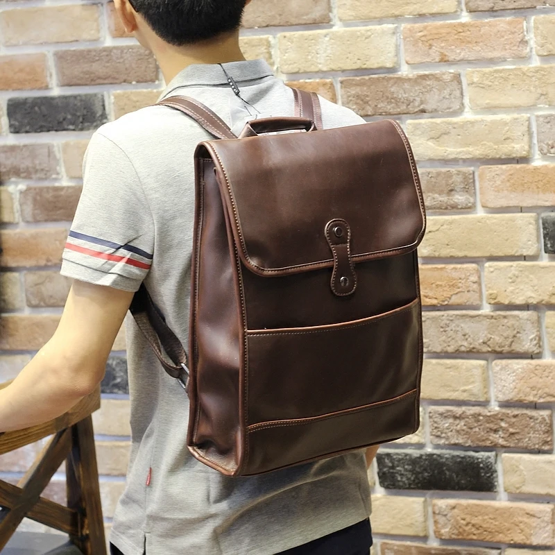 New fashion men pu leather backpack high quality men's travel bags preppy style men school bags casual rucksack bags mochila fashion pu leather men quality backpack preppy style man women bolsas mochila school travel bag rucksack laptop bags 150086