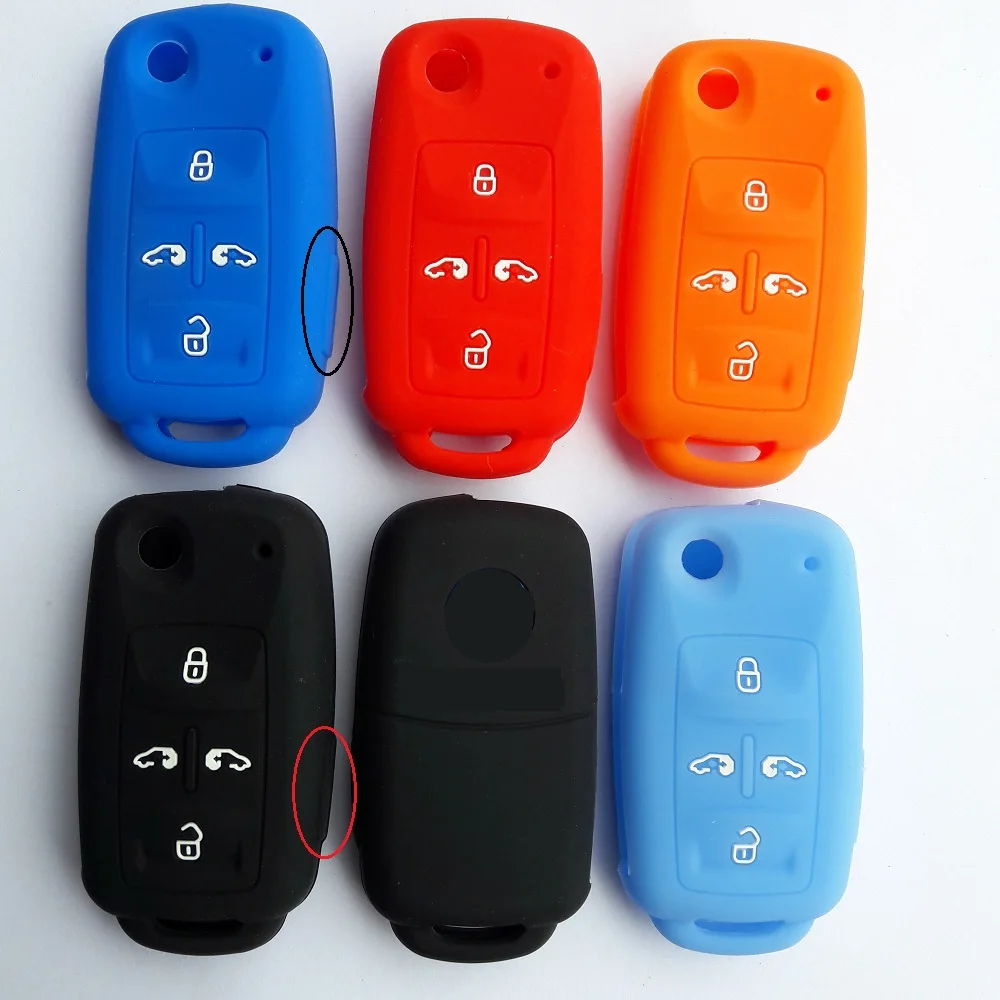 RUNFA AUTO Funda piel silicio LLAVE caso clave para Volkswagen VW Sharan Multivan T5 MVP 4 + pánico 5 botón flip plegable clave FOB