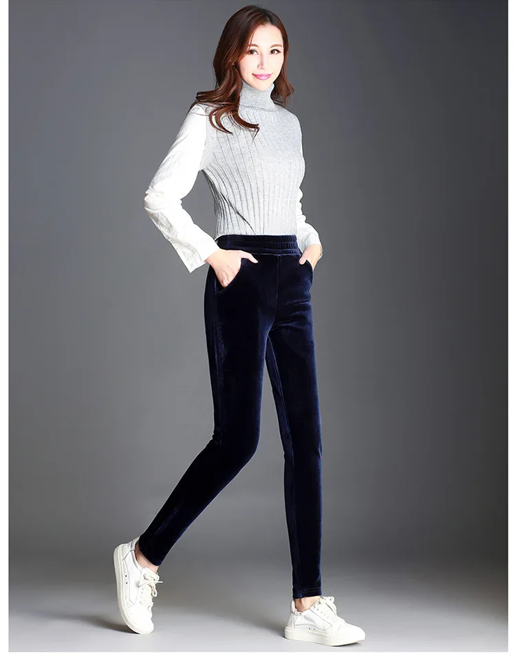 Зимние Бархатные теплые леггинсы для женщин; большие размеры 5XL 6XL; велюровые брюки с высокой талией; обтягивающие эластичные повседневные брюки для женщин