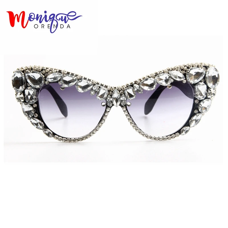 2017 Oversize Cat Eye Sunglasses Women Brand Designer Luxury Crystal Sexy Sun Glasses For Ladies Oculos