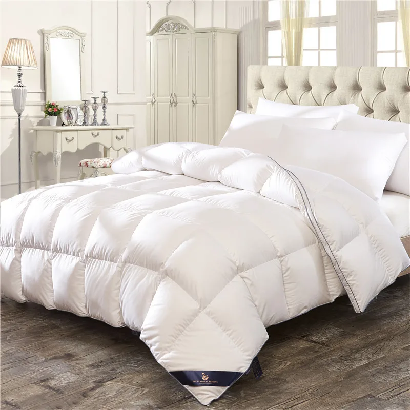 

White Pink Feather velvet Down Winter Thick Duvet Comforter Bedding Twin Queen King Size Quilt For Winter/Autumn/Summer