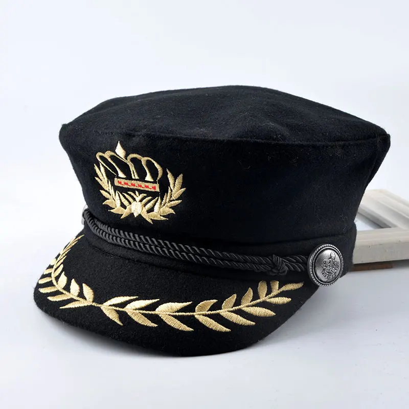 

2016 spring Fashion Beret Women Octagonal Cap Black Wool Newsboy Cap for Women Men Lady Autumn Winter Hats an crown Flat Caps