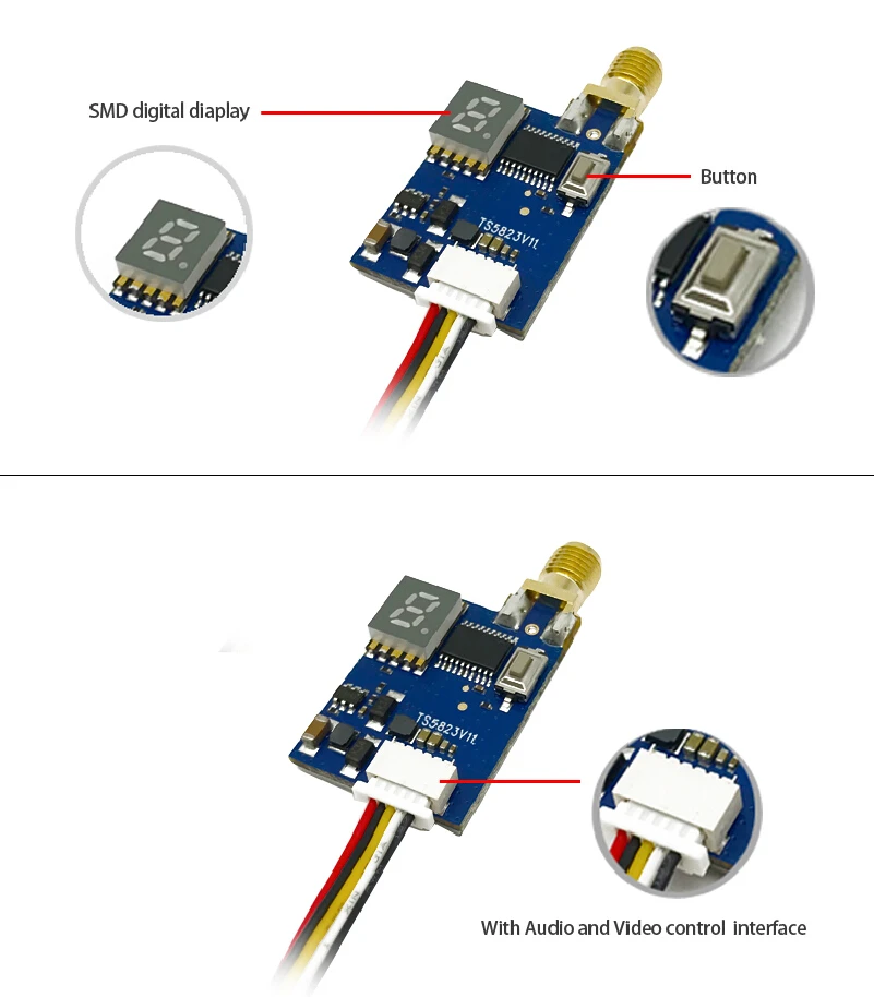 TS5828 TS5823 200 МВт 600 мВт видео Отправитель микро беспроводной видео передатчик модуль 5,8 ГГц VTX для 180-350 класса Квадрокоптер Дрон