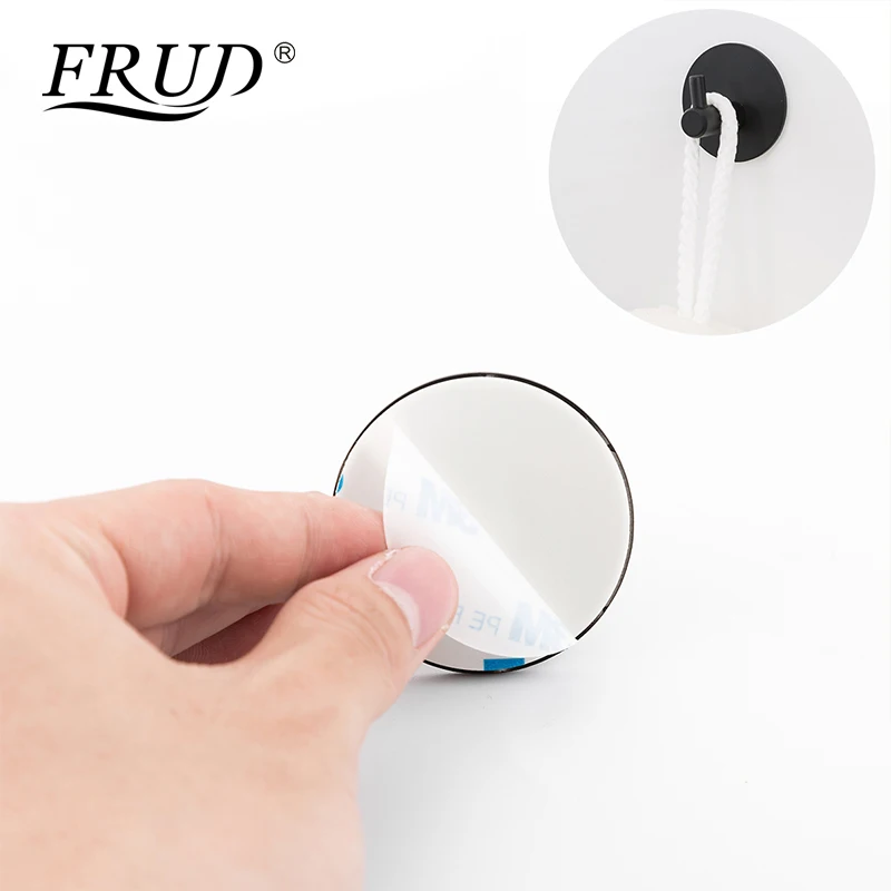 FRUD Stainless Steel Black Painting Towel Hooks 4pcs Wall Mounted Coat Hanger Round Sase Bathroom Accessories Set Modern FRUD Stainless Steel Black Painting Towel Hooks 4pcs Wall Mounted Coat Hanger Round Sase Bathroom Accessories Set Modern