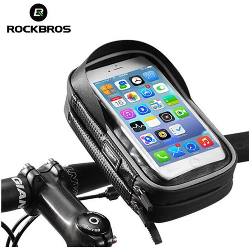 ROCKBROS 6.0 Inch Phone Bike Bicycle Bag Rainproof TPU Touch Screen Cell Phone Handlebar Holder MTB Bicycle Frame Pouch Bag