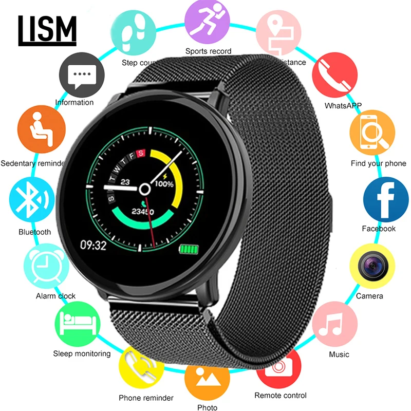 

NEW Smart Men Heart Rate Monitor Watch Sport Fitness Tracker Bracelet Full Screen Touch Multi-Lingual Smartwatch for Android IOS