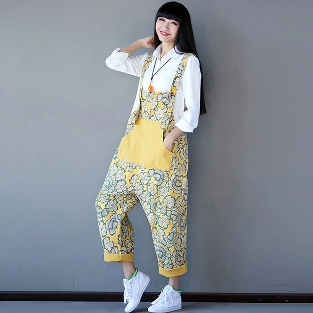 women's loose cotton overalls