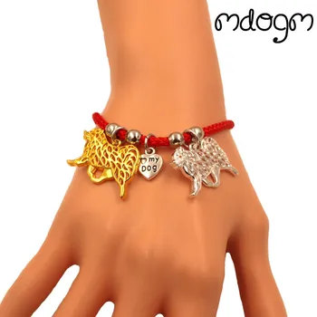 

Finnish Lapphund Dog Animal Charm Bracelet For Women Men Couple Love Rope Male Female Pearl Red Heart Black Girls jewelry Gift