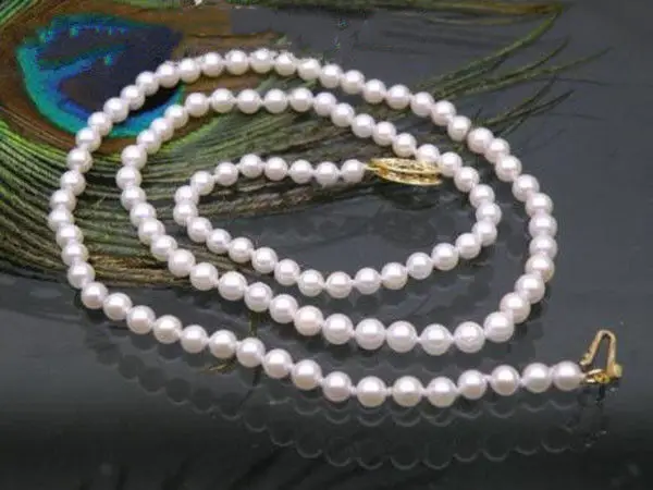 

AAA+++ JAPANESE perfect round 4.5-5 mm white akoya pearl necklace 14K solid gold