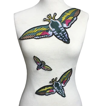 

Set of 3 Big Embroidered Moth Patch Embroidery Moths Applique Big Patches For Clothing Bag Parches DIY Accessories Sew On AC1178
