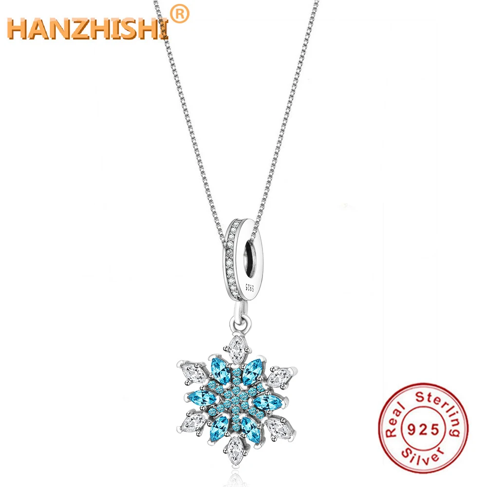 

2019 Spring Collection 925 Sterling Silver Snowflake Pendants Necklace for Women Fashion Jewelry Making Berloque Mother Gift