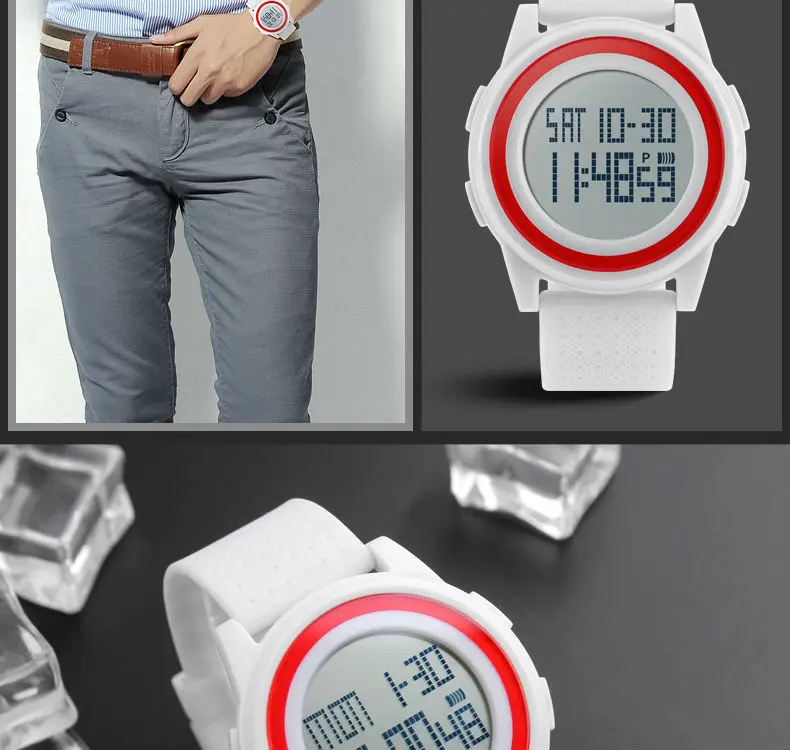 SKMEI Для мужчин Для женщин ультратонкие цифровой уличные спортивные часы Мода будильник для пар наручные часы Водонепроницаемый Relogio Masculino