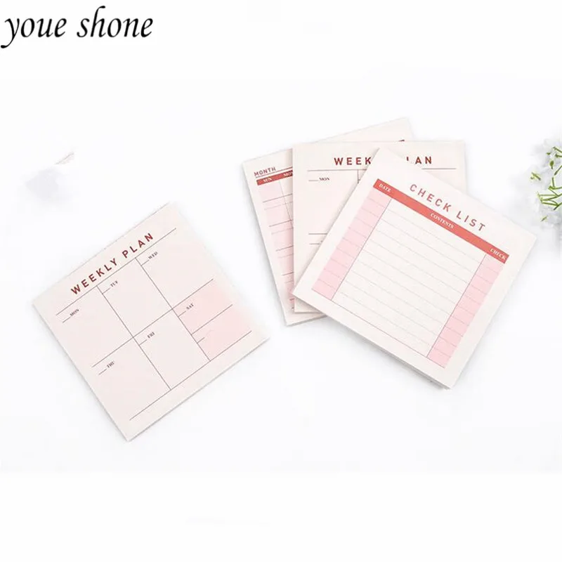 

YOUE SHONE 1 шт. бумажный самоклеящийся блокнот для записей s 2019 Новый блокнот для записей офисные канцелярские товары рабочий блокнот ежемесячный недельный планировщик список