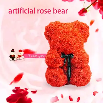 

PE Artificial Rose Handmade Romantic Toy Bear Shaped Rose Doll Valentine's Day Wedding Gift Party Decoration
