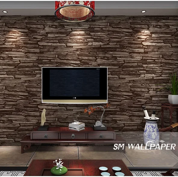 

Factory Best Price 10m PVC Vinly Modern Vintage Brick 3d Natural Stone Wall Paper Rolls Wallpaper Home Wall Decor