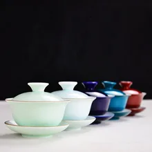 Kreative Kurze Pigment Chinesischen Jingdezhen Tee-Set Keramik Porzellan CeramicTea Schüssel Tasse Tee Tablett Kung Fu Gaiwan 150 ml