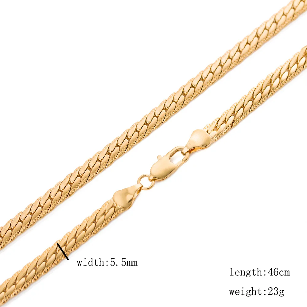 

DrBonham never fading men 18KGF gold color solid wide 5.5mm 46cm 23g 18inches Miami cuban snake chokers chain necklace