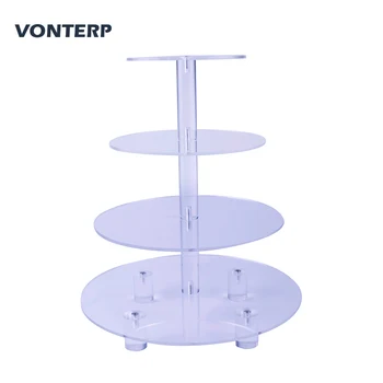 

HMROVOOM 1 PC Transparent Round 4 Tier Acrylic Cupcake Display Stand /clear acrylic cake stand with base