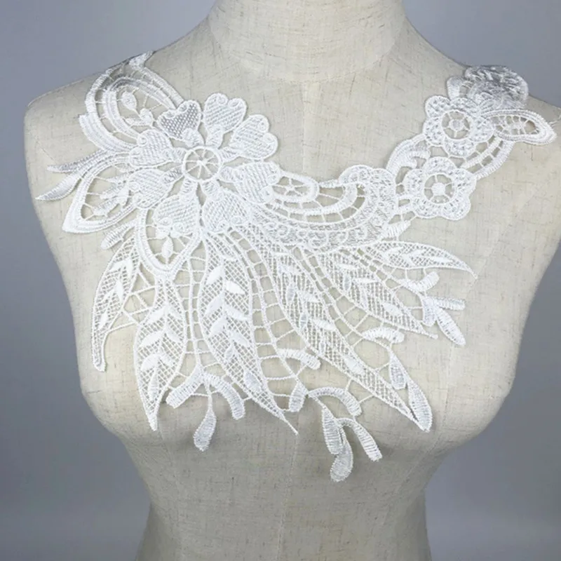 

sewing on lace hollow out flower , sequins ladies fabric fake neckline DIY Craft lace applique collar