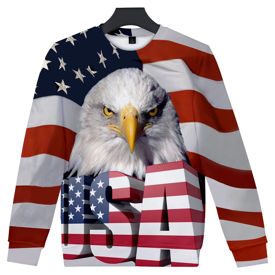 

KELUOXIN 3D Eagle American Flag Sweatshirt Men Women Hoodies Pullover USA Striped Flag Sweatshirt Fleece Tracksuit Sudadera