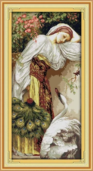 

Girl and Goose People Needlework Cross stitch,Set For Embroidery kits, Printed Patterns Counted Cross-Stitching,DIY Handmade