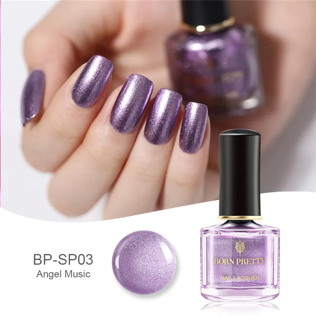 Родился довольно 6 мл выбран фиолетовый серии лак для ногтей, блеск Однотонная одежда Холо Shimmer маникюр Лак пайетки 3-в- 1 База Top Coat - Цвет: BPSP03