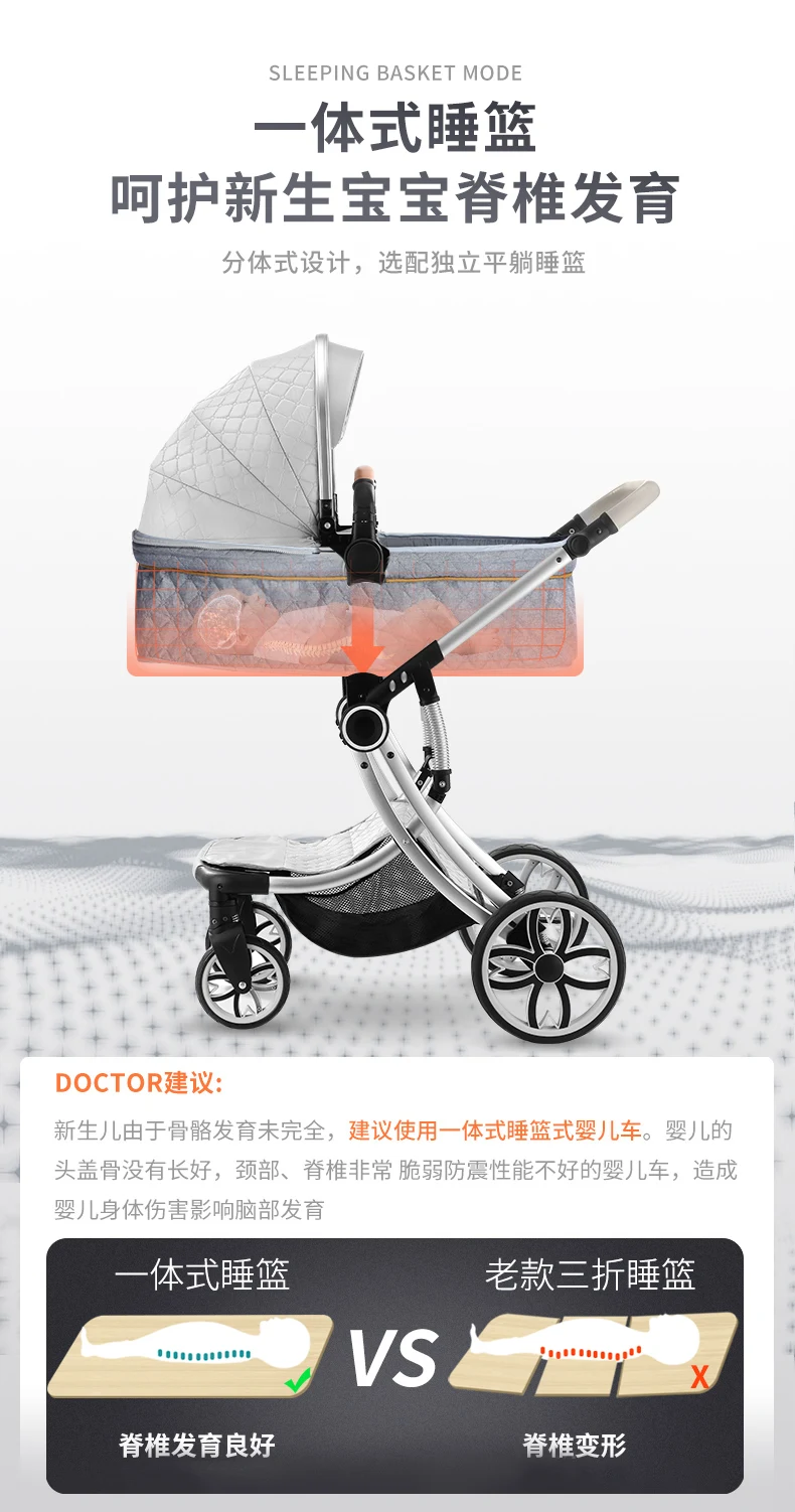Flash Deal Baby stroller can sit and fold light and high landscape two-way newborn shock absorber four-wheeled child 2 in 1  baby stroller 3