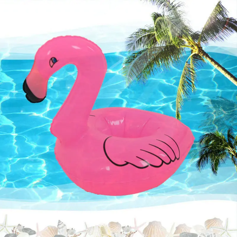 10PCS Mini Flamingo Floating Inflatable Drink Can Cell Phone Holder Stand Pool Swimming Bath Party Kids Float Toys (10)