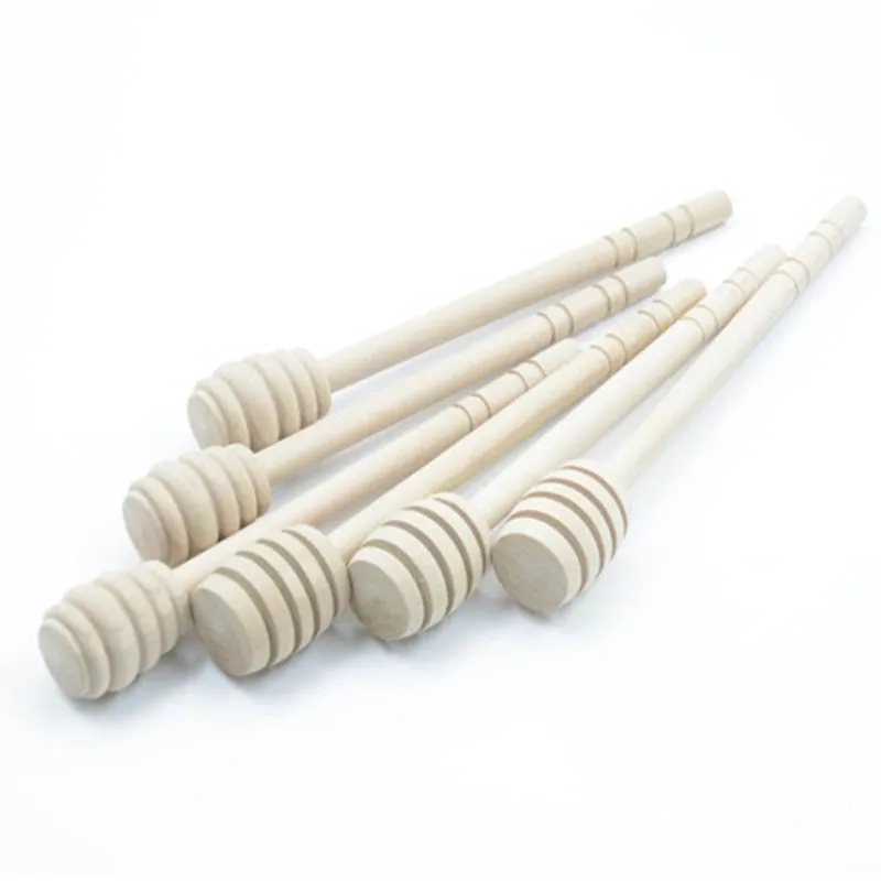 Wood Honey Spoon Dipper Stirring Stick Rod Spoon145mm Long Dip Drizzler Server Long Wooden Mini Bee Honey Dipper Stirrer KC1396 (6)